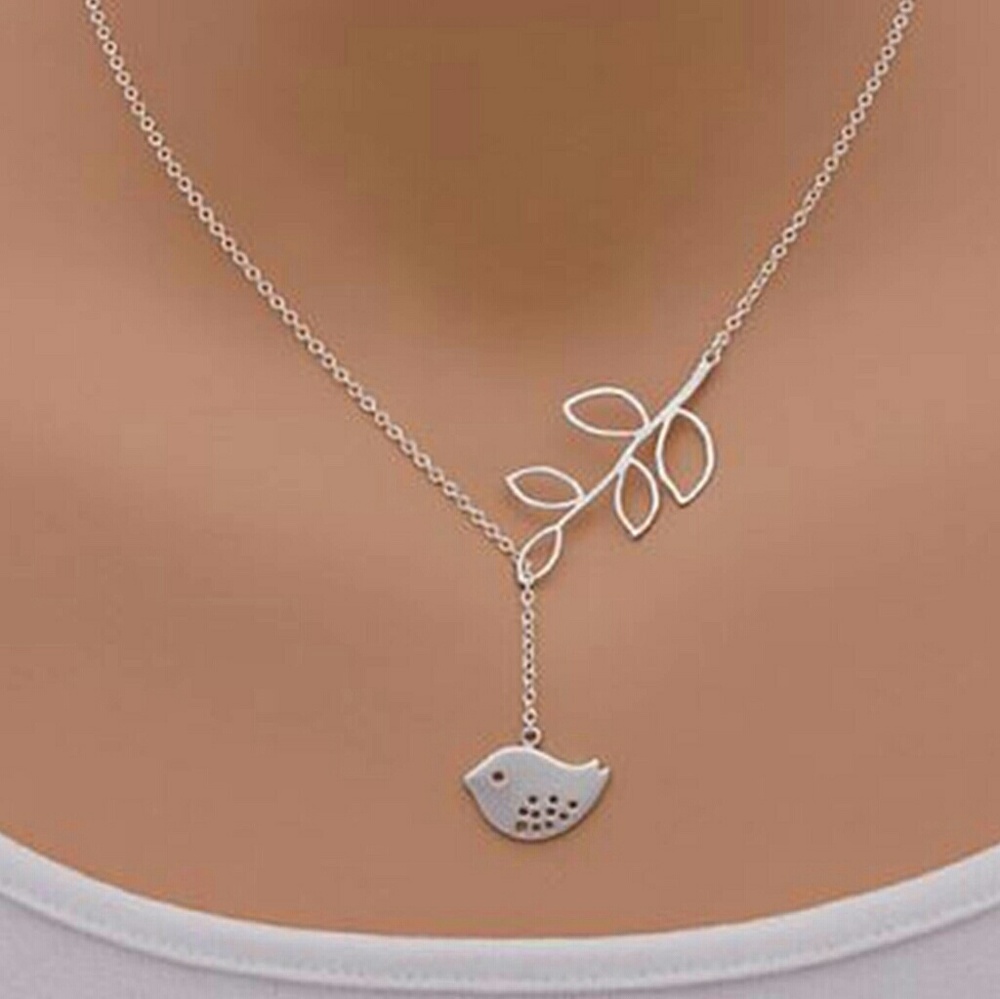 Little bird and Branch Lariat Necklace